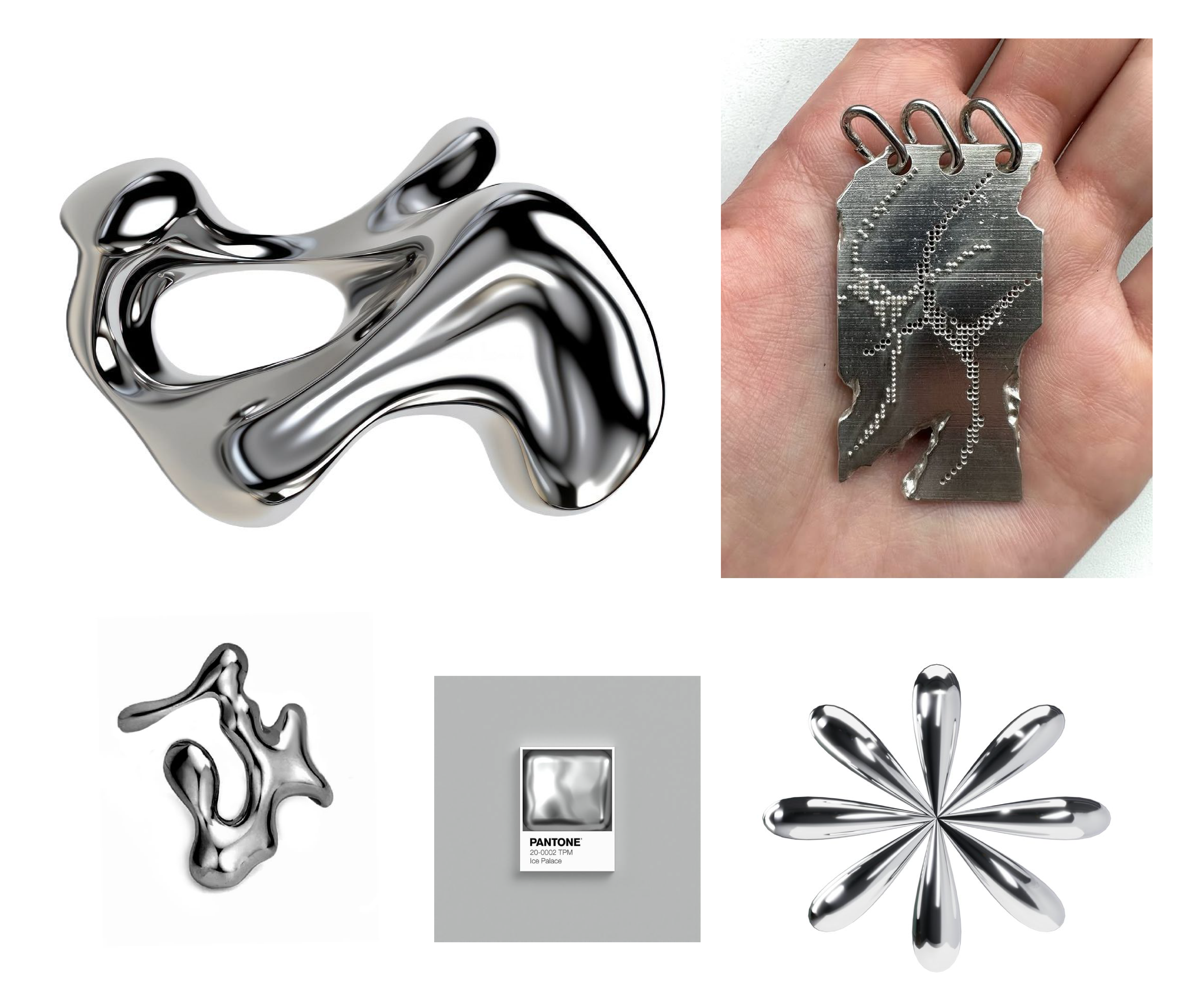 Moodboard: chrome materials and 3D forms