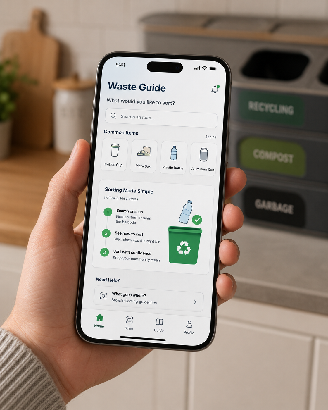 Mobile sorting guide digital tool concept